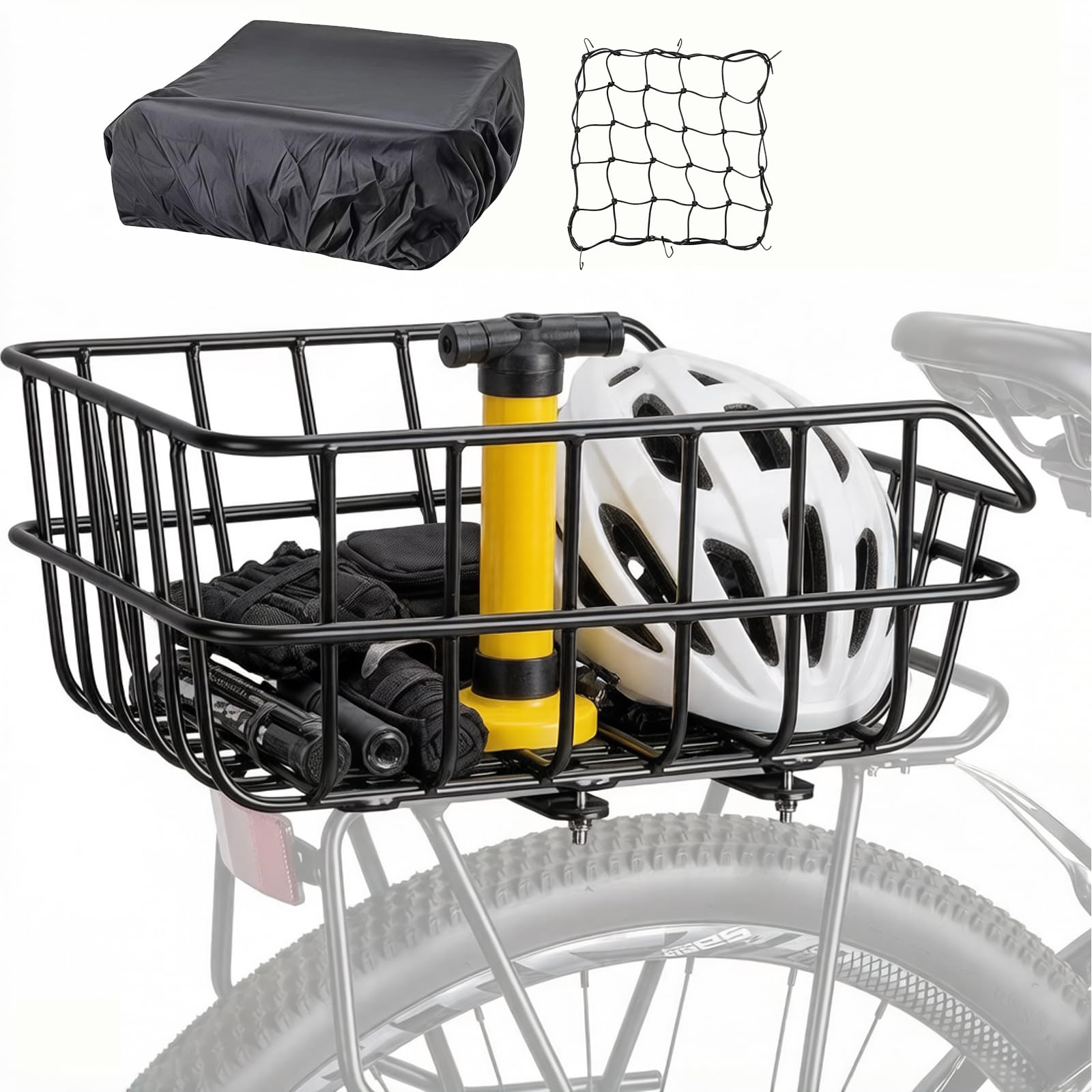 W&H Fahrradkorb Hinten Faltbar, Fahrrad Korb Metall Groß Klappbarer