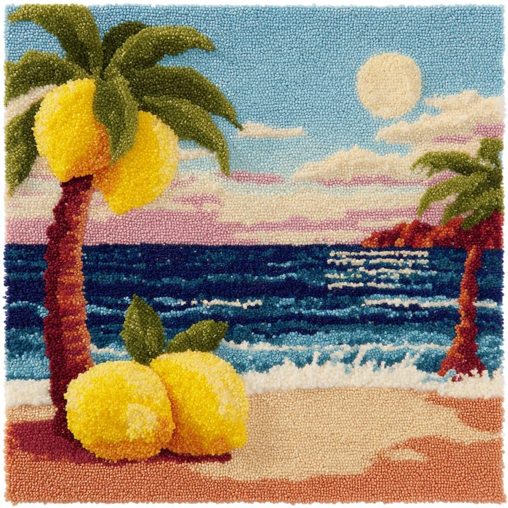 Wallustrioaw Latch Hook Cushions-F Latch Hook Cushion Kit For Adults Beginners,Ocean And Lemon