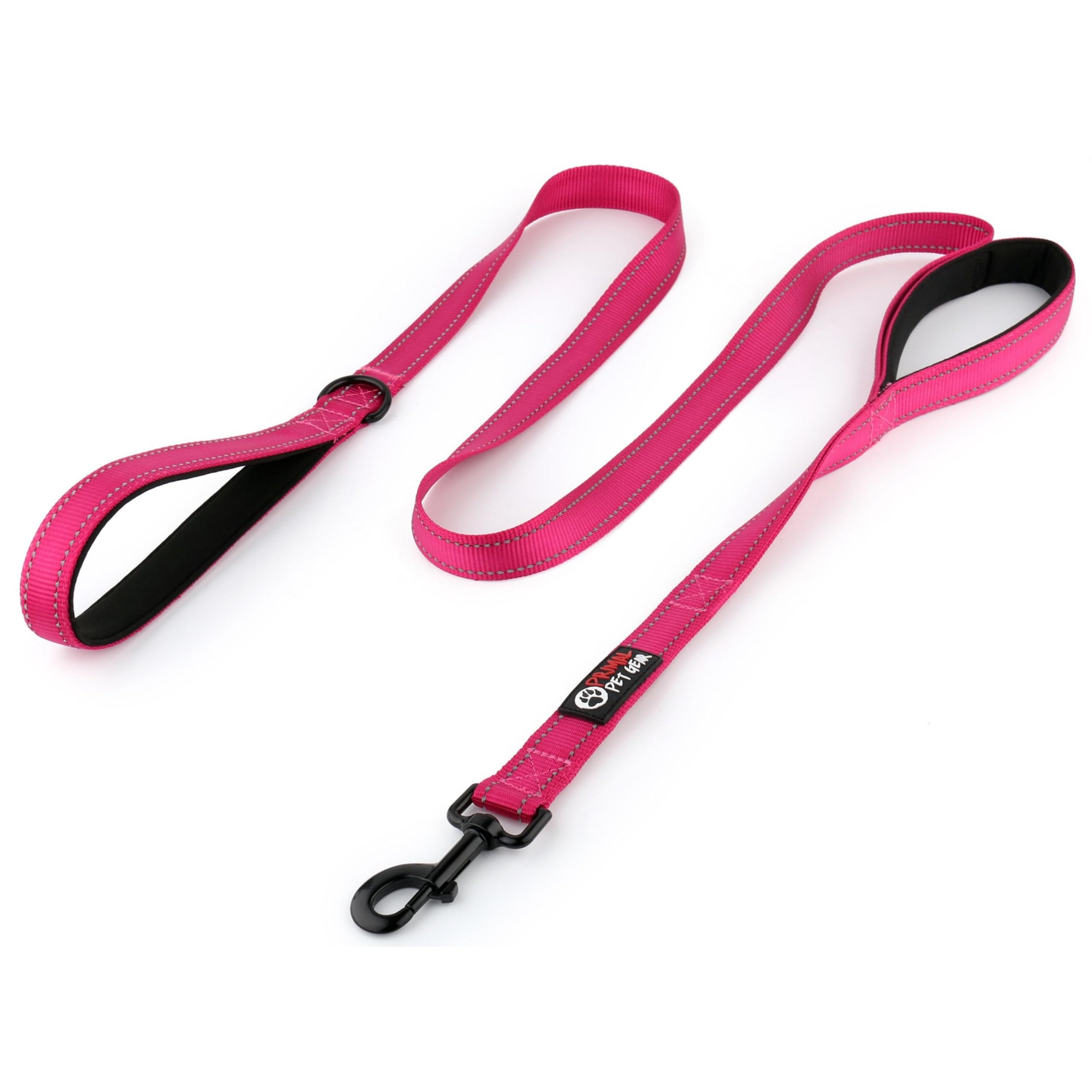 Primal Pet Gear Dog Leash 6ft Long,Traffic Padded Two Handle,Heavy Duty,Reflective Double Handles Lead for Control Safety Training,Leashes for Large Dogs or Medium Dogs,Dual Handles Leads(Pink)