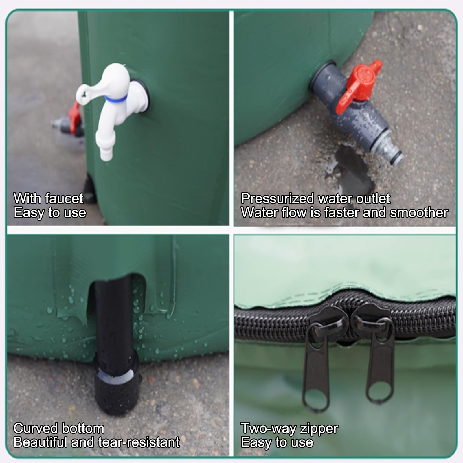 Colector de Agua de Lluvia 1350L Bolsa de recolección de Agua de Lluvia para Exteriores con Cremallera Ideal para riego de Jardines Tanque portátil y de Agua de Lluvia