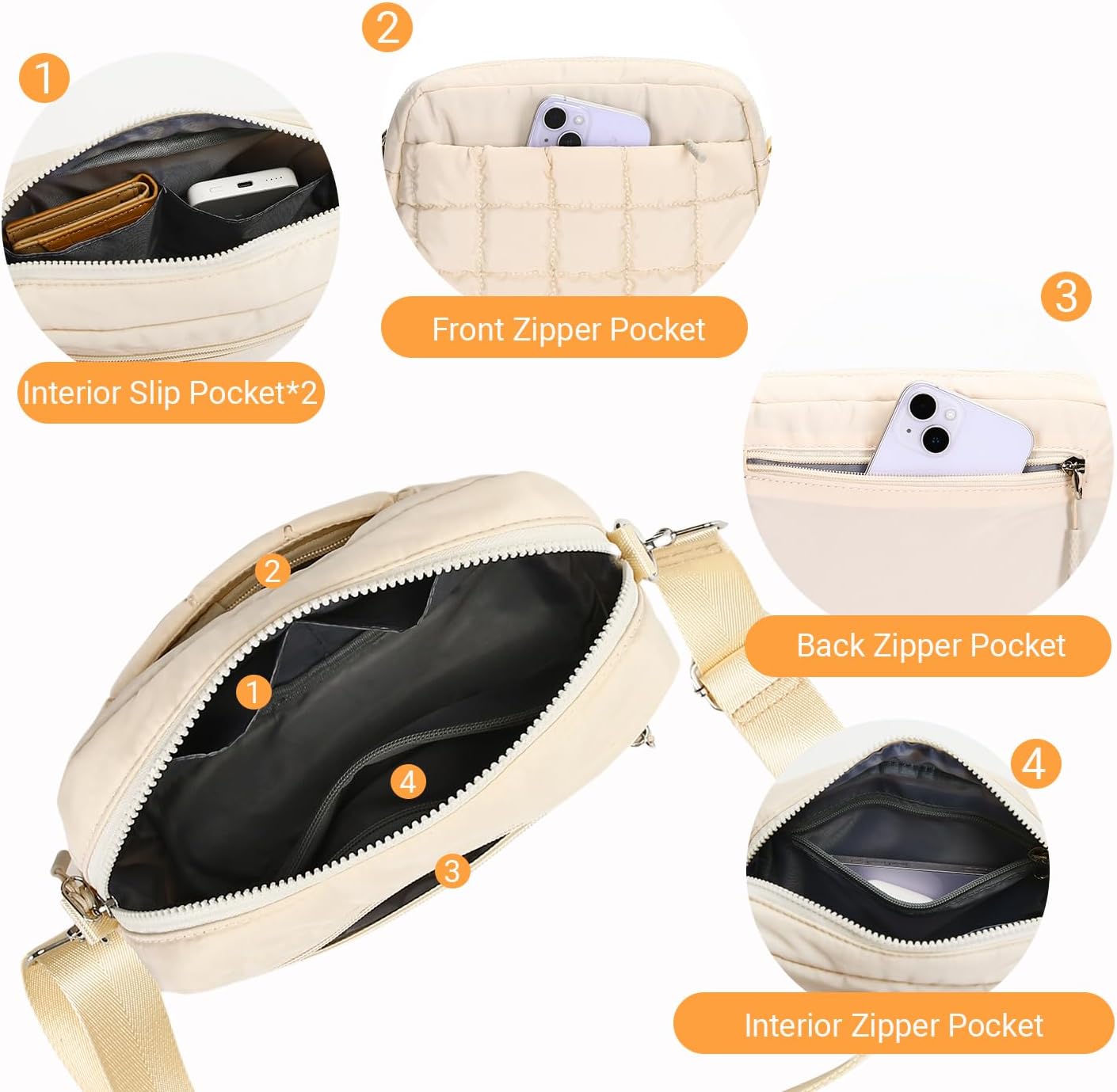 Herald Small Puffer Crossbody Bags for Women, Lightweight Nylon Quilted Shoulder Purse Handbag with Multiple Pockets - Image 5