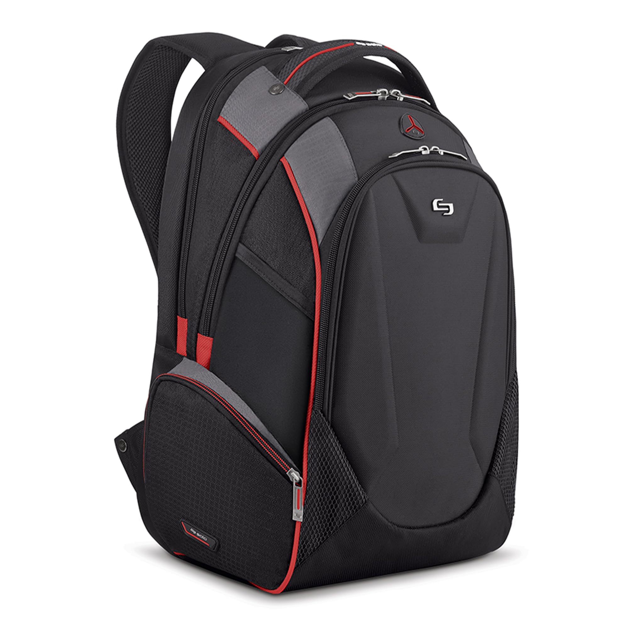 Solo New York Laptop Backpack for Women & Men -Carry On Bookbag for Travel & Work, Lightweight Bag, Hard-Shell Front Organizer, Padded Straps, Fits 17.3" Computer - Launch, Black