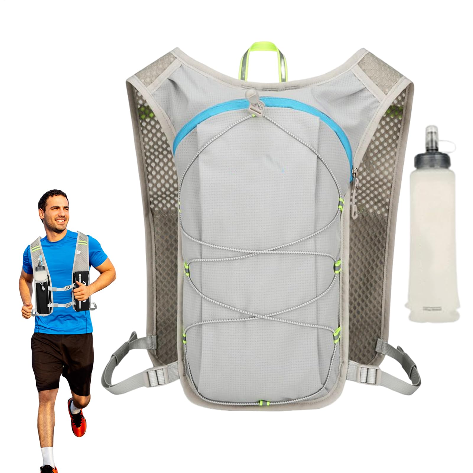 Sac à dos d'eau course à pied réfléchissant ultra léger avec sangle réglable running - 8