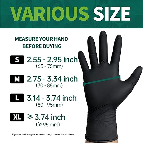 Miniatura 8 de Vinyl Disposable Exam Gloves, Black 4 Mil Powder-Free Latex-Free Medical Food Safe Cooking Cleaning Glove, 100 Pcs