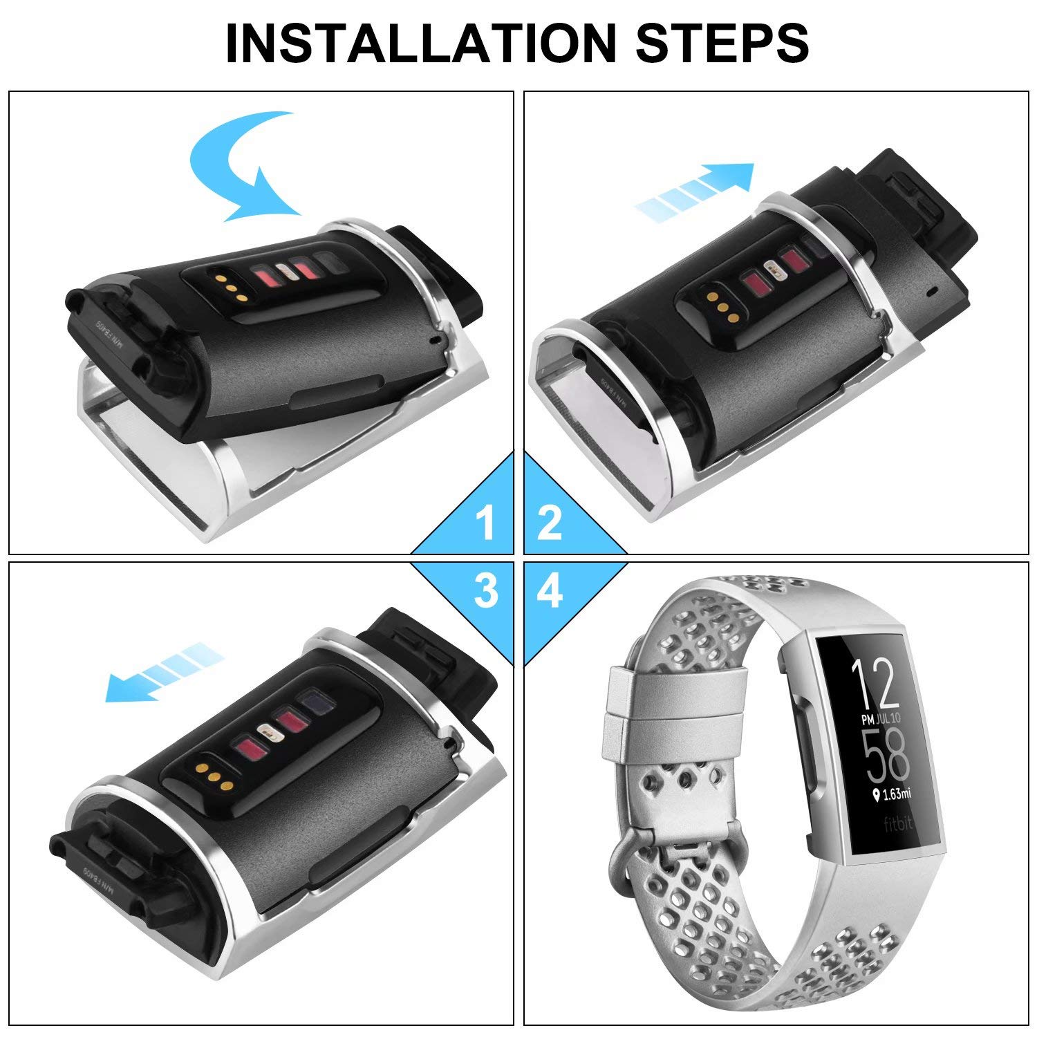 XIHAMA Custodia Protettiva Compatibile con Fitbit Charge 4 3, TPU Custodia Protettiva Completa Paraurti Antiurto Pellicola Protettiva Completa Hull per Charge 4 3 (5 Pack