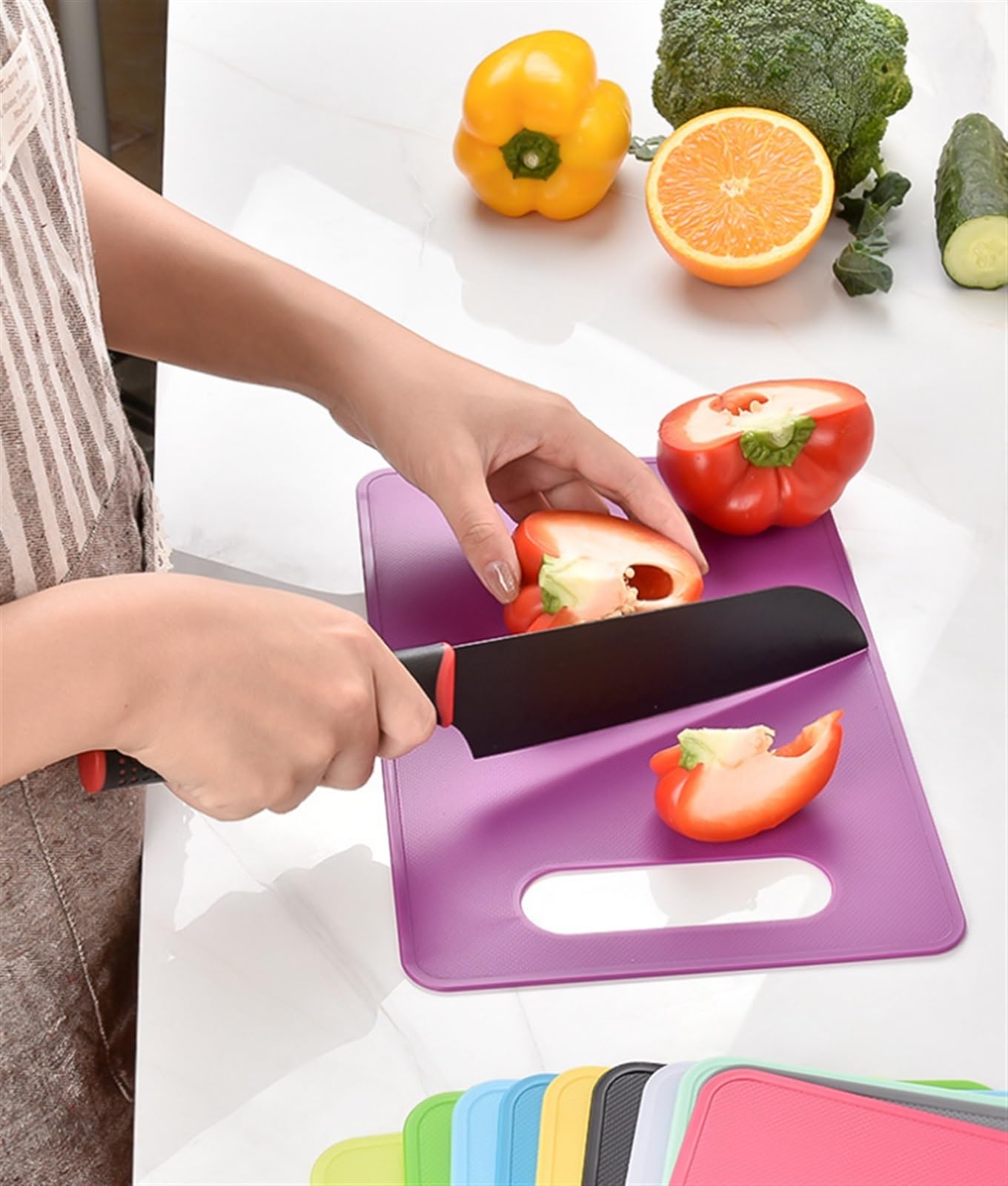 Küche Schneidebretter Kunststoff-Schneidebrett Mit Griffen, Lebensmittelechtes PP-Material, BPA-frei, Spülmaschinenfest Schneidebrett (Color : D, Size : 1pc)