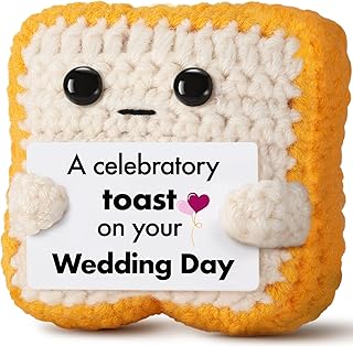 Wedding Gift for Couple, Bride and Groom - Funny Crochet Toast Keepsake - Unique Bridal Shower, Engagement Gift for Mr & Mrs - Cute Home Decor & Card Alternative