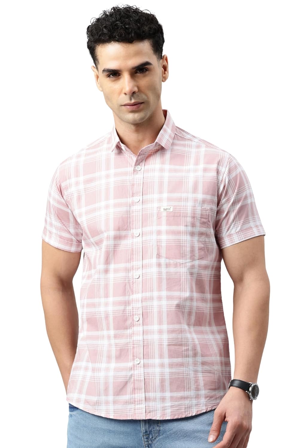 Majestic Man Men Slim Fit Pure Cotton Checkred Half Sleeve Casual Shirt