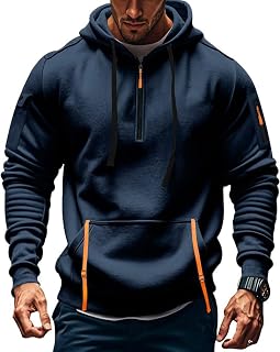 WHOX Men's Tactical Quarter Zip Hoodie Pullover Sweatshirt - Casual Workout Active Hoodie with Pockets