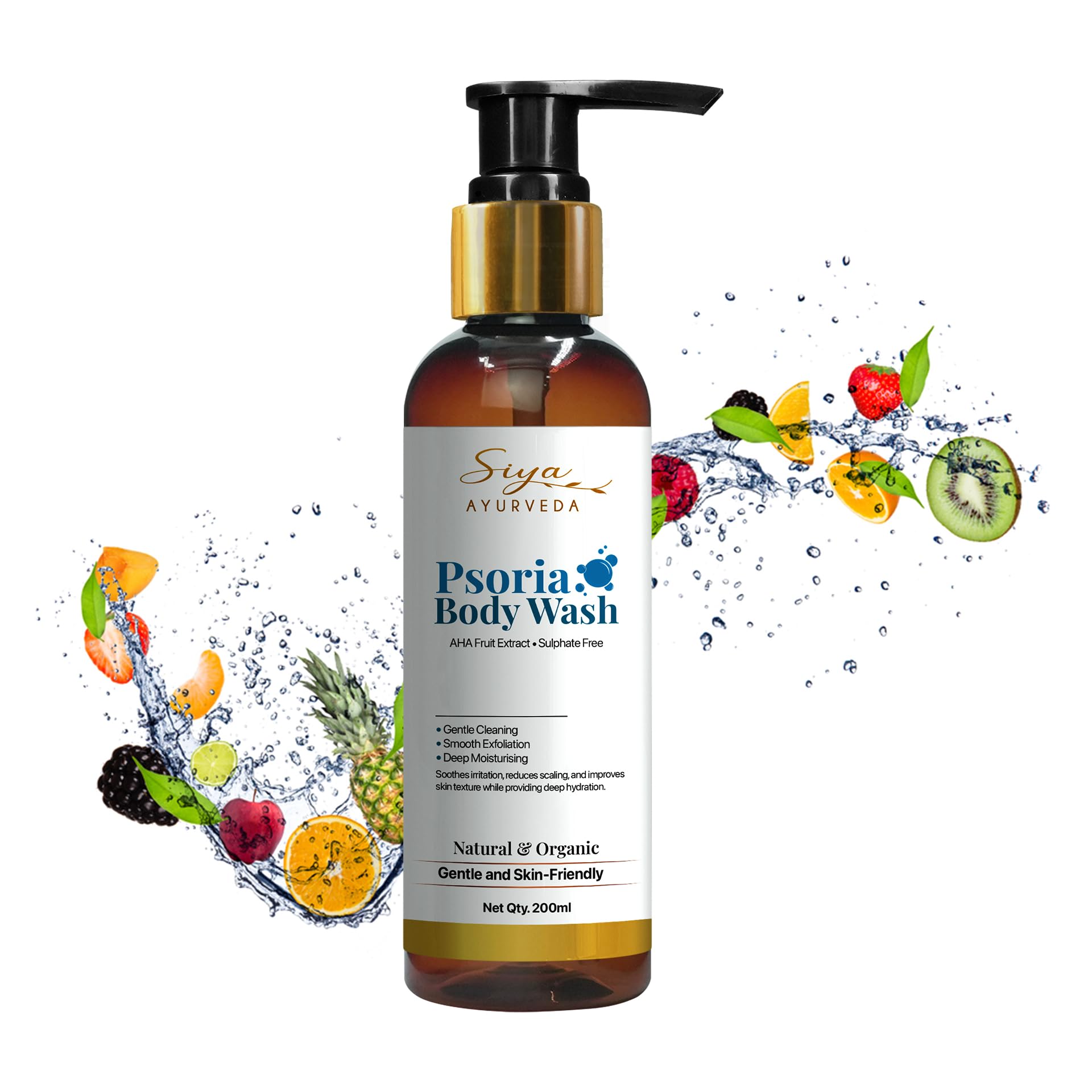SiyaAyurveda Psoriasis Body Wash - Gentle 1 Salicylic Acid Cleanser Psoriasis Treatment Soothes Itching Redness Flaking Salicylic Acid