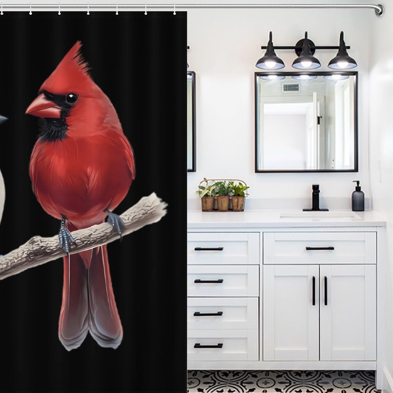 Blue Jay Bird Cardinal Funny Shower Curtains Washable Bath Curtain Liner with Hooks for Bathroom Bath Tubs