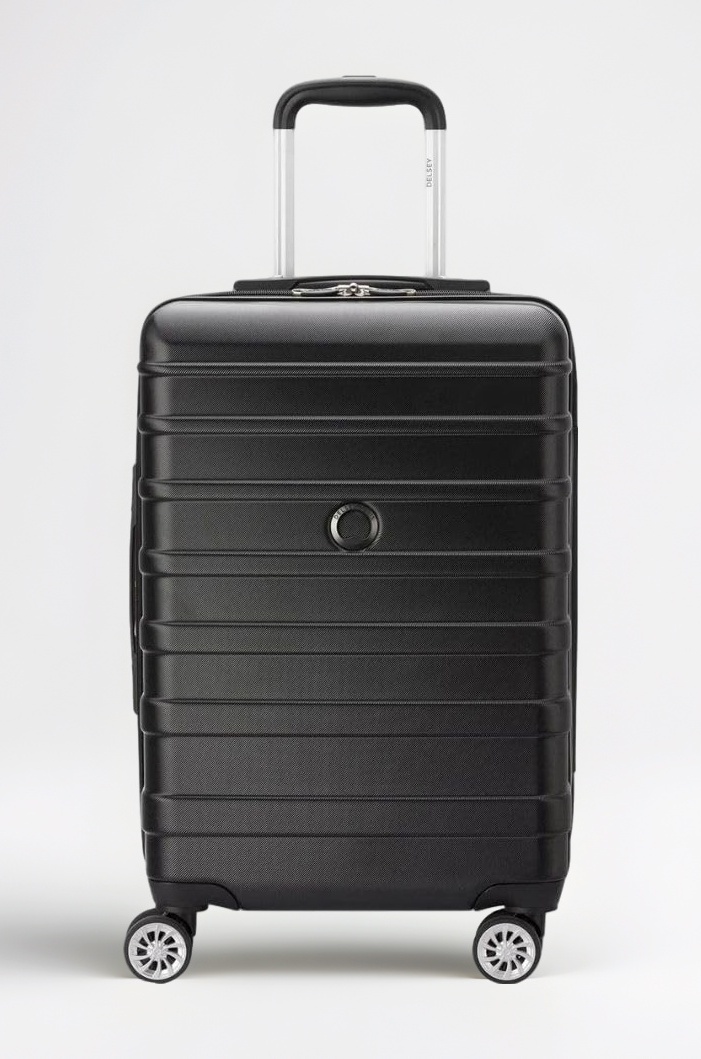 Margot 78 cms Large Check-in Polycarbonate Hard Sided 8 Wheels and Expandable Spinner Suitcase/Trolley Bag for Travel with TSA Lock- Black