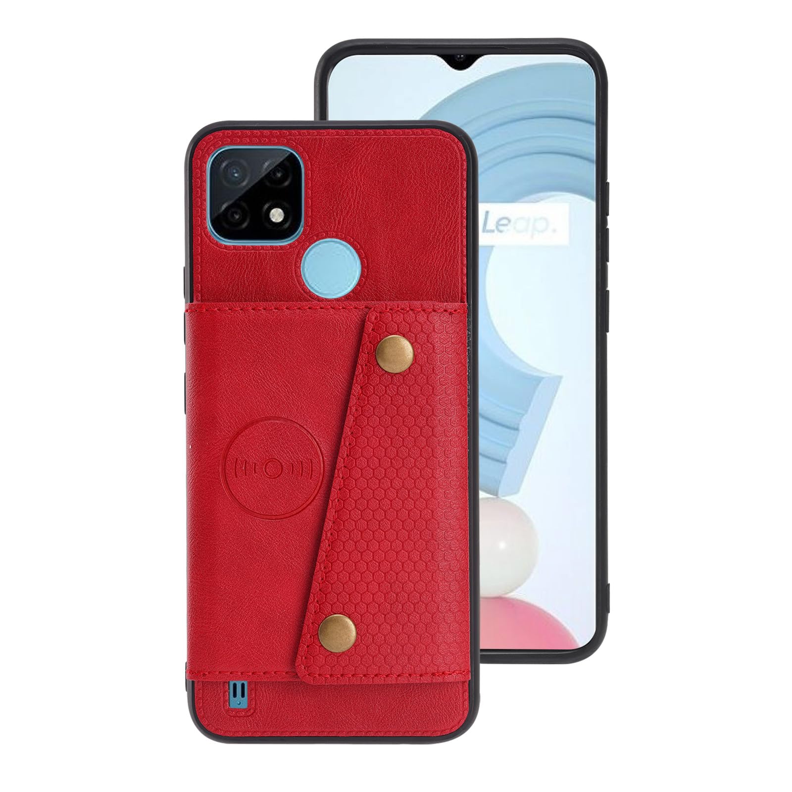 per Realme C21/C20, custodia antiurto a portafoglio in pelle di lusso con cavalletto cinturino da polso porta carte d'identità chiusura magnetica TPU paraurti protettivo per Realme C21/C20 blu