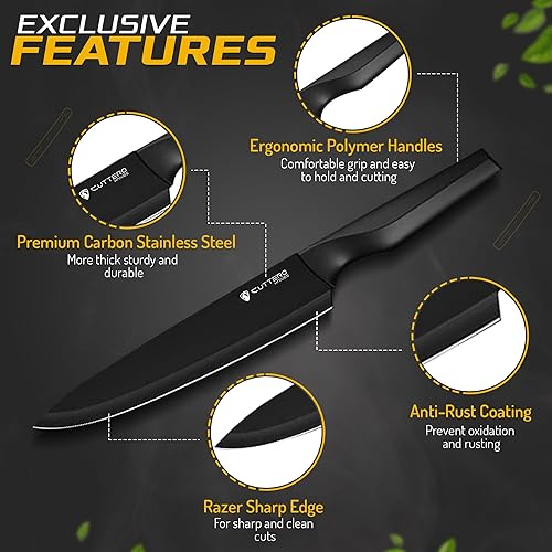 Miniatura 4 de Kitchen Essentials juego de cuchillos premium de 13 piezas con bloque de afilar y juego de tablas de cortar de bambú de 3 piezas