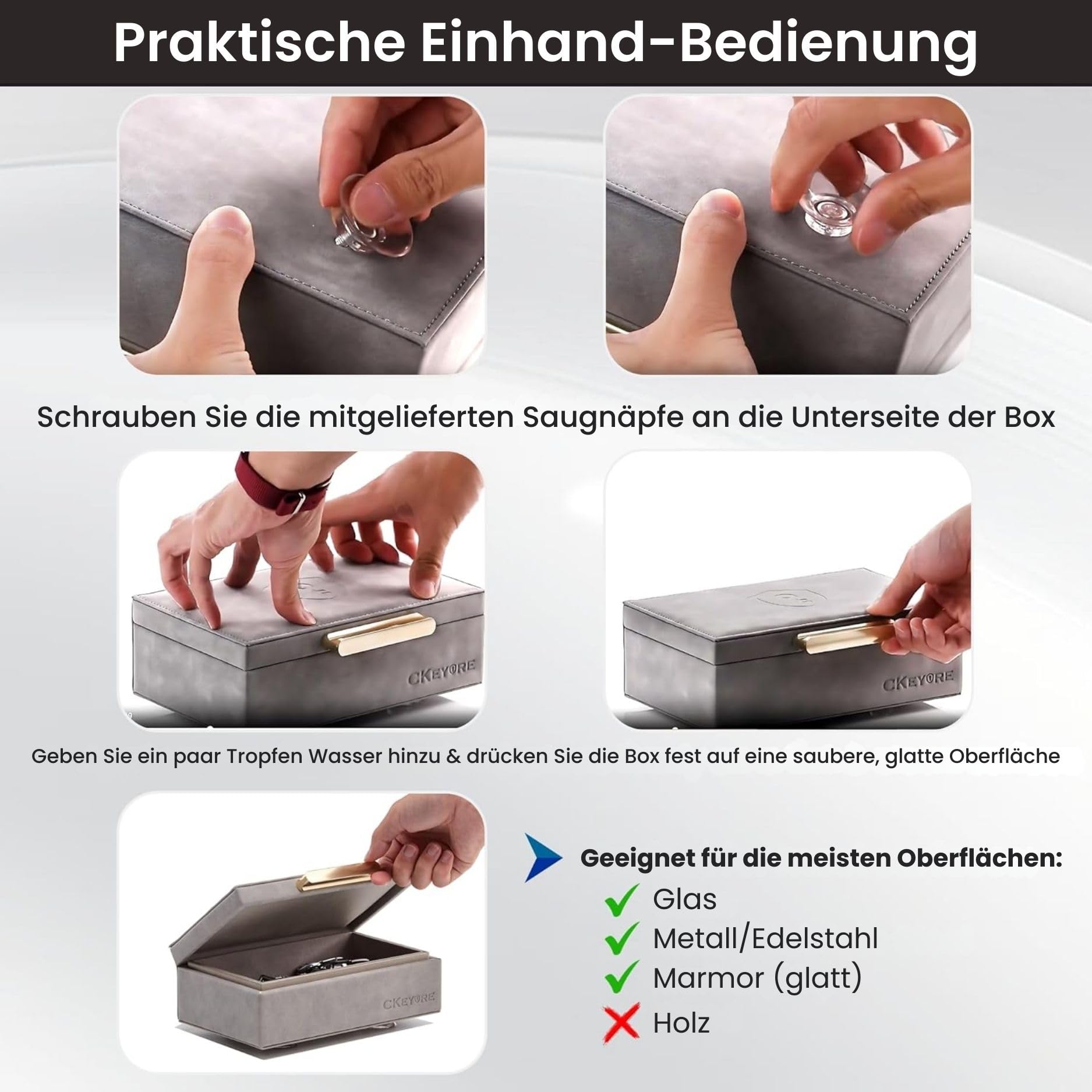 SAFECKEYURE Schlüsselbox Faraday-Box für Autoschlüssel Signalblocker RFID Magnetverschluss Schlüsselsafe Hellgrau
