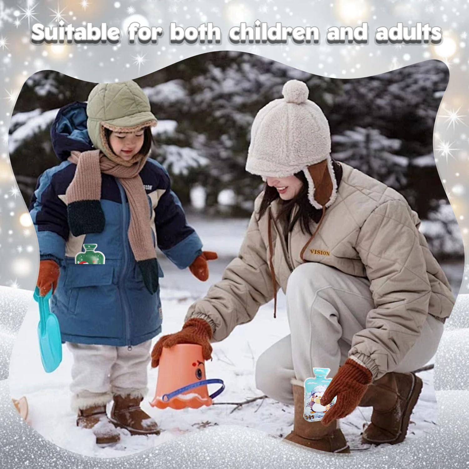 Chaufferette Main Reutilisable, 6 Chauffe Main de Poche pour Enfant, Mini Bouillotte Main, Noël Chaufferette Main Portable pour l'hiver Les Journées Froides au Bureau en Déplacement Randonnée