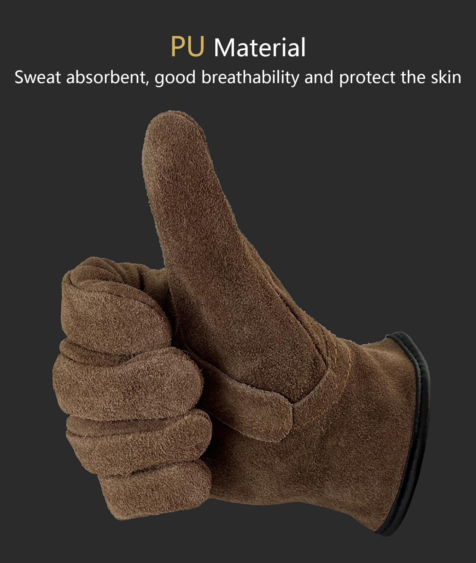 Guanto Da Lavoro con Fodera in Cotone Morbido, Guanti Da Saldatura Resistenti All'abrasione, Guanti Da Cucina in Pelle Bovina ad Isolamento Termico, Guanti Da Barbecue, Guanti Da Forno(L)