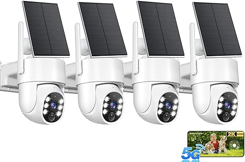 Sistema de cámara de seguridad 2K, cámaras inalámbricas solares WiFi de 5 GHz y 2.4 GHz para seguridad del hogar, instalación sin cables, detección