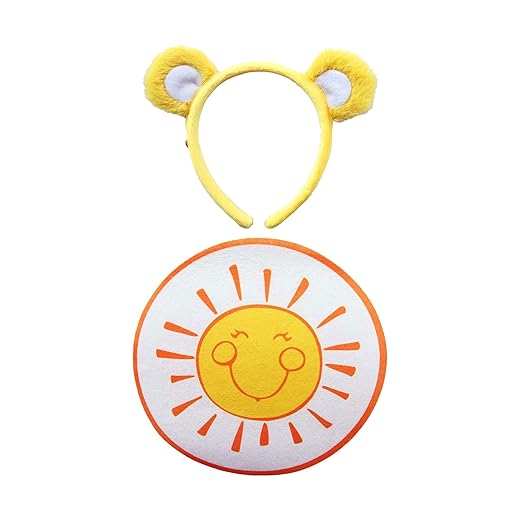 Care Bears Funshine Bear Ears & Patch Costume Kit for Adults with Headband & Iron-On Patch Accessory Set