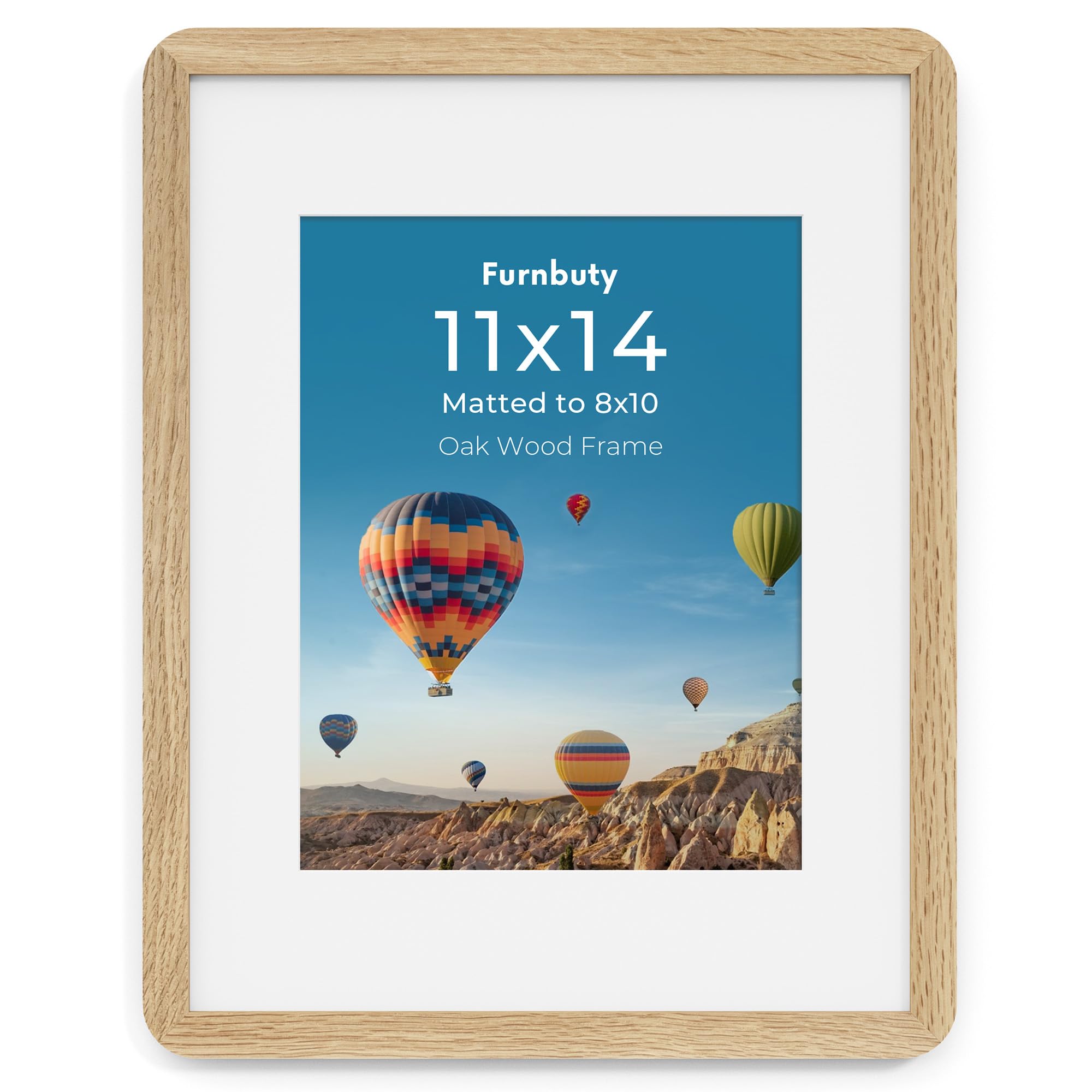 11x14 Picture Frame, Oak Wooden 11 x 14 inch Frame with Acrylic Glass, Handcrafted 11x14 Photo Frame with Mount for 10x8 Photo, Horizontal or Vertical Wall Mounting for Gallery Wall Posters