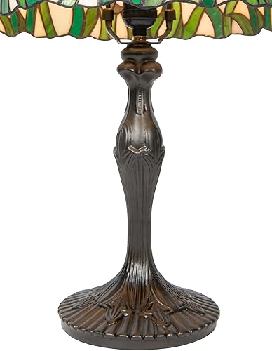 Miniatura 10 de Dale Tiffany Lámpara de mesa tradicional estilo Tiffany de 19.5 pulgadas de alto, diseño floral, mariposa, acabado de bronce antiguo, pantalla de