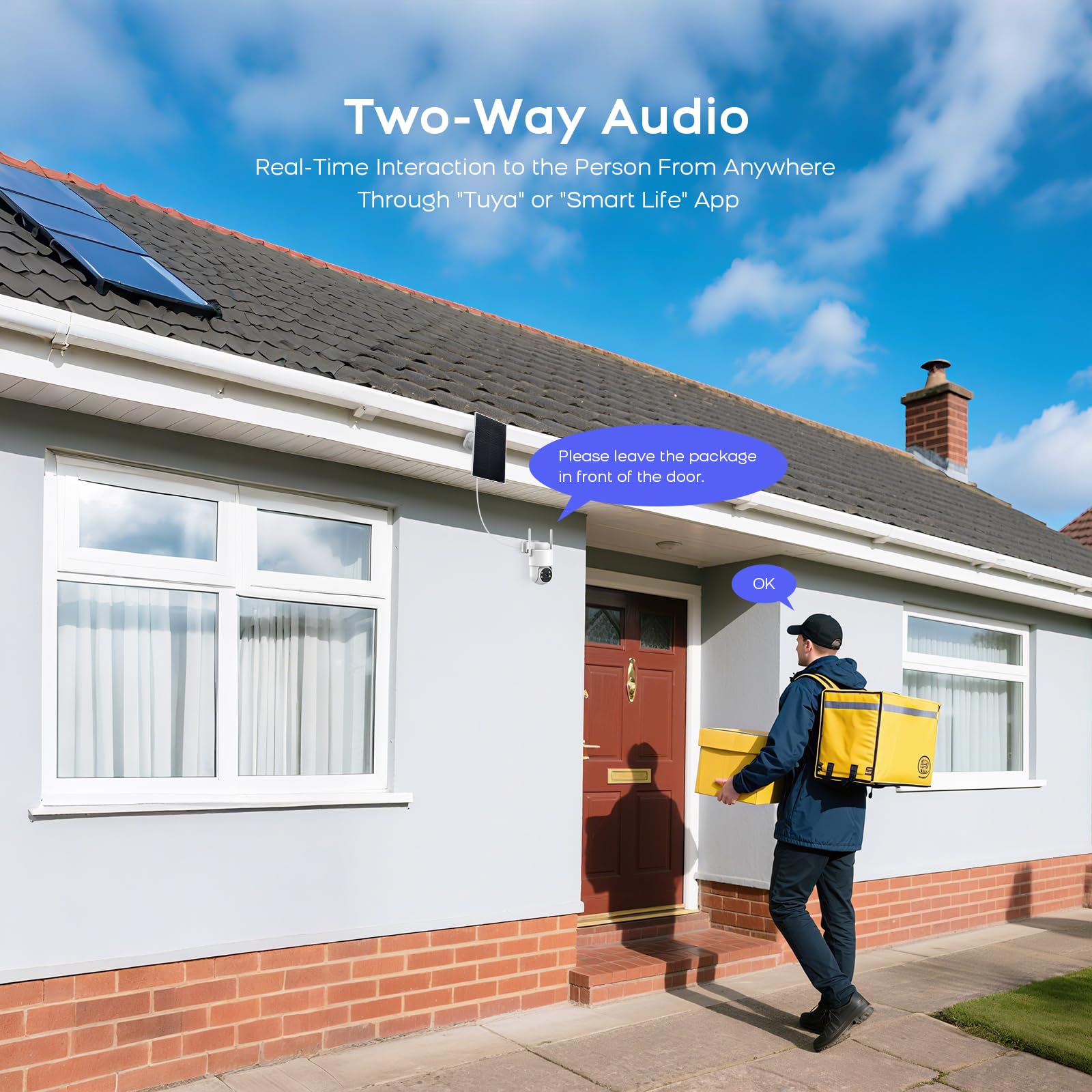 2K Cámara Vigilancia WiFi Exterior Solar, 360° PTZ Cámara Exterior Solar con Panel Solar/Alimentación por batería, Visión Nocturna Color, Audio bidireccional, PIR Sirena, Tarjeta SD de 32 GB