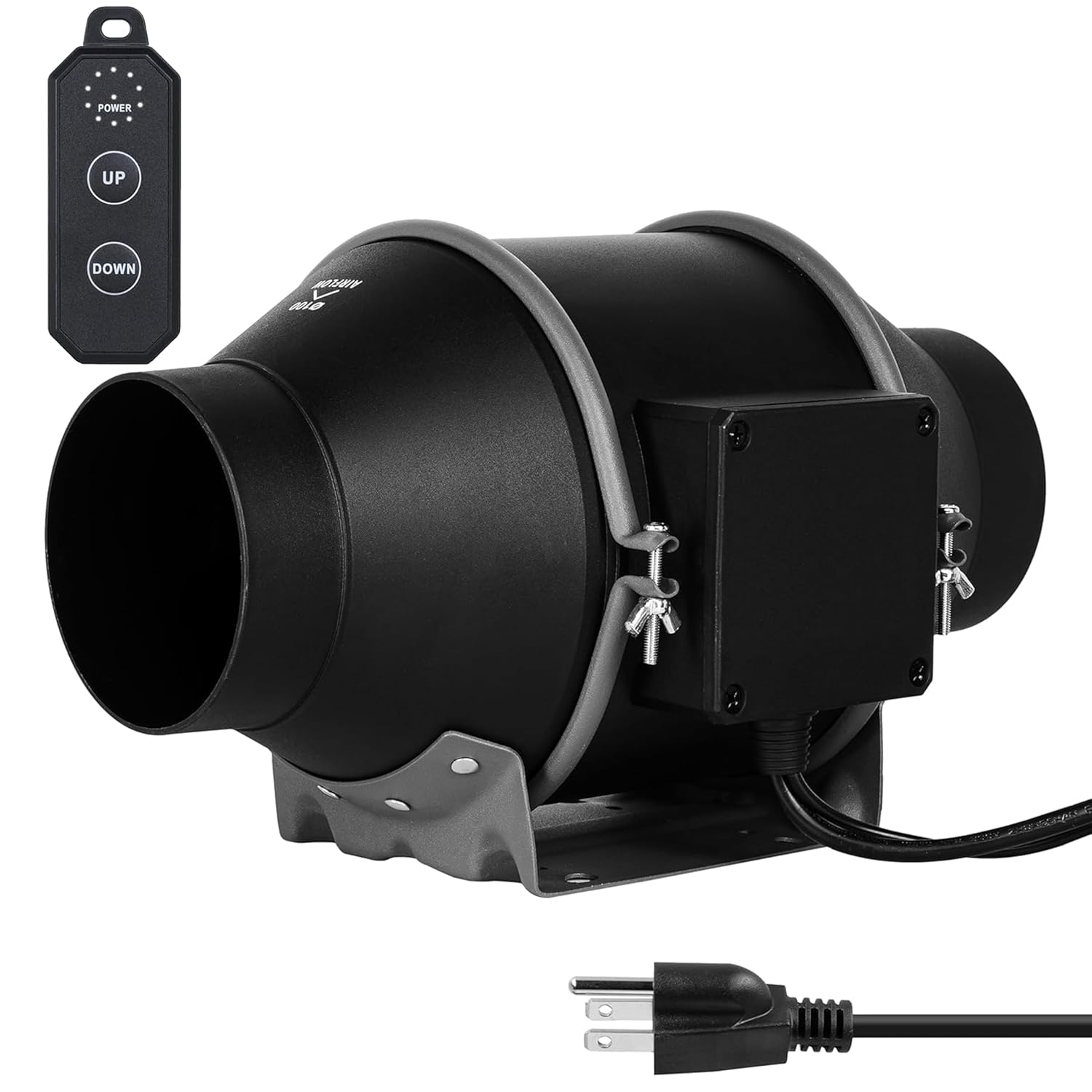 iPower 6 Inch 405 CFM Inline Duct Fan with 10-Speed Controller & Quiet EC Motor, Ventilation Exhaust Fan for Heating Cooling Booster, Hydroponics, Growing Tents, Black