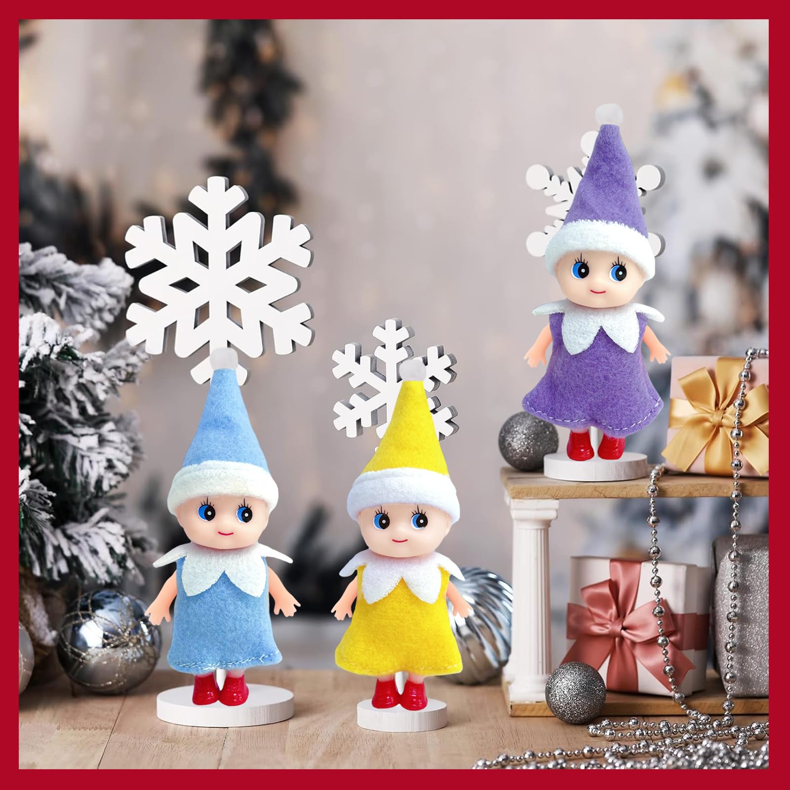 3pcs Mini Christmas Baby Elf Dolls for Girls Boys,Cute Little Elfs Twins Christmas Baby Elves,Small Elf Baby Doll Novelty Toys Tiny Christmas Dolls Elf Accessories for Kids Gift Xmas Stocking Stuffers - Image 2