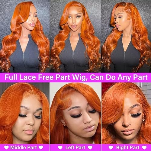 Miniatura 7 de Yeeaak 13x6 Ginger Lace Front Wigs Human Hair Ginger Orange Body Wave HD Transparent Lace Frontal Wigs for Women Pre Plucked with Baby Hair 180%