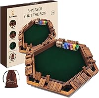 Vista 1 de Shut The Box Game Wooden Board Game for 1-6 Players with 16 Dice, Dice Game for Adults & Kids at Home, Classroom or Parties