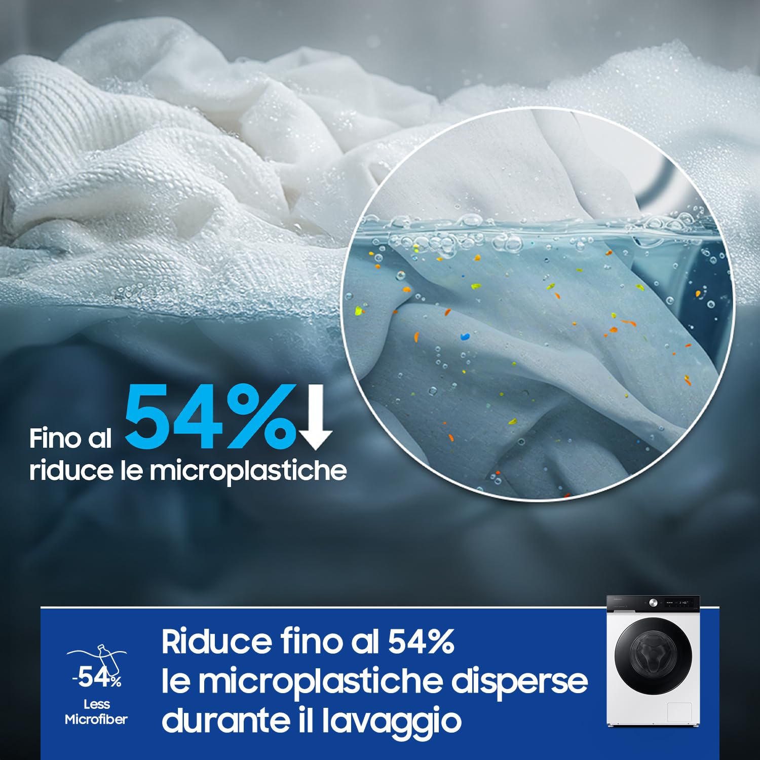 Samsung Lavatrice BESPOKE AI WW90DB7U94GE/U3 Libera installazione, 9 Kg, Wifi, Ecodosatore, Super Speed, AI Wash, Corpo: Bianco, Oblò: Nero, 60l x 85h x 60p cm