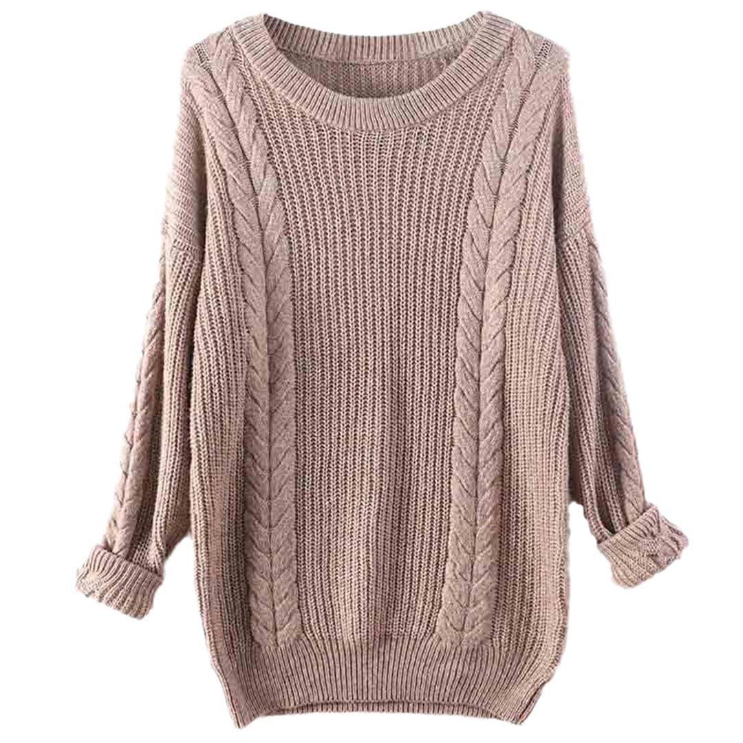 Vogrtcc Top da Donna in Maglione Pullover Lavorato A Maglia Girocollo Oversize A Maniche Lunghe