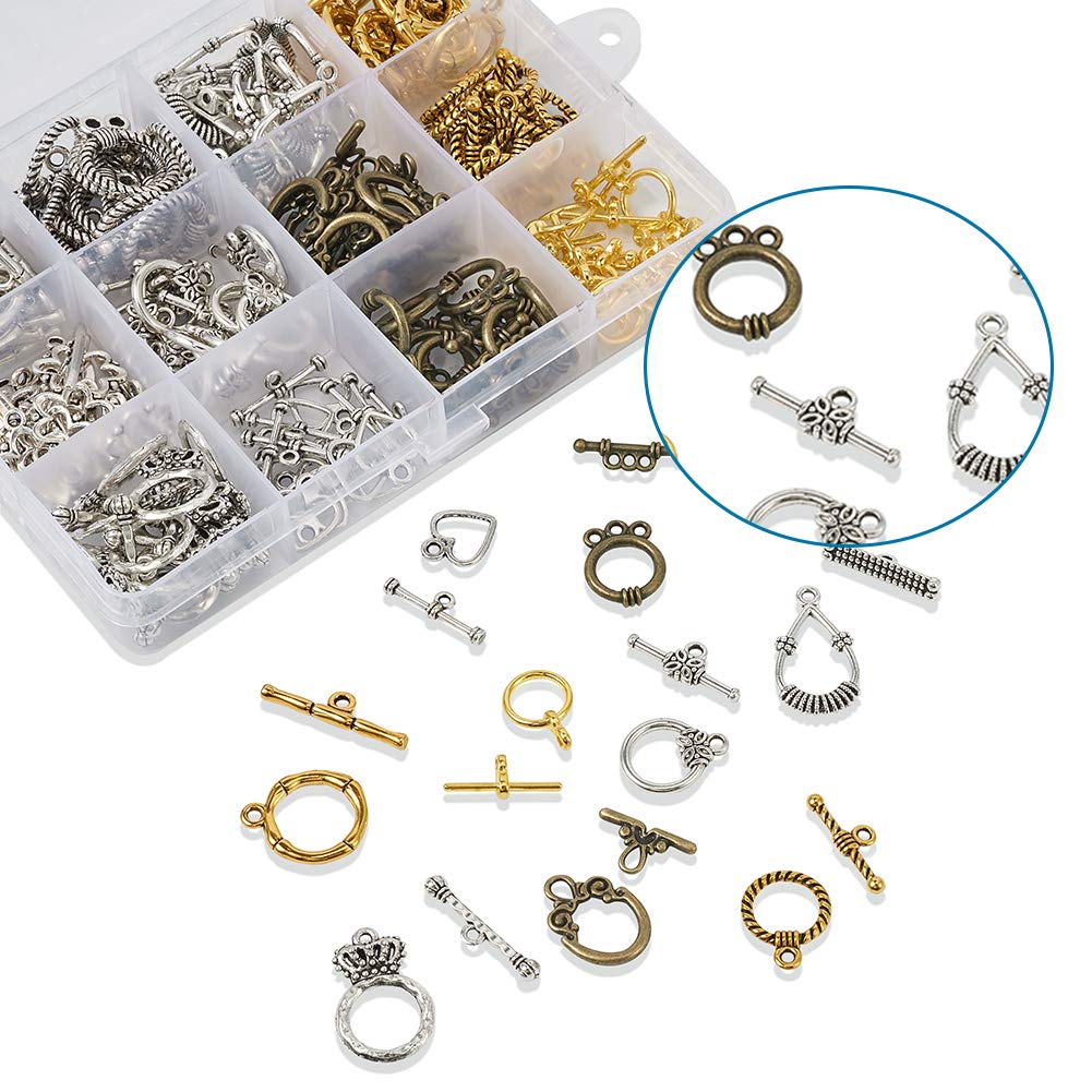 Fermoirs à Bascule De Style Tibétain Antique, Formes Mixtes Pour Bracelet Et Collier, Fabrication De Bijoux, Accessoires De Maillons DIY, 100 Ensembles/boîte