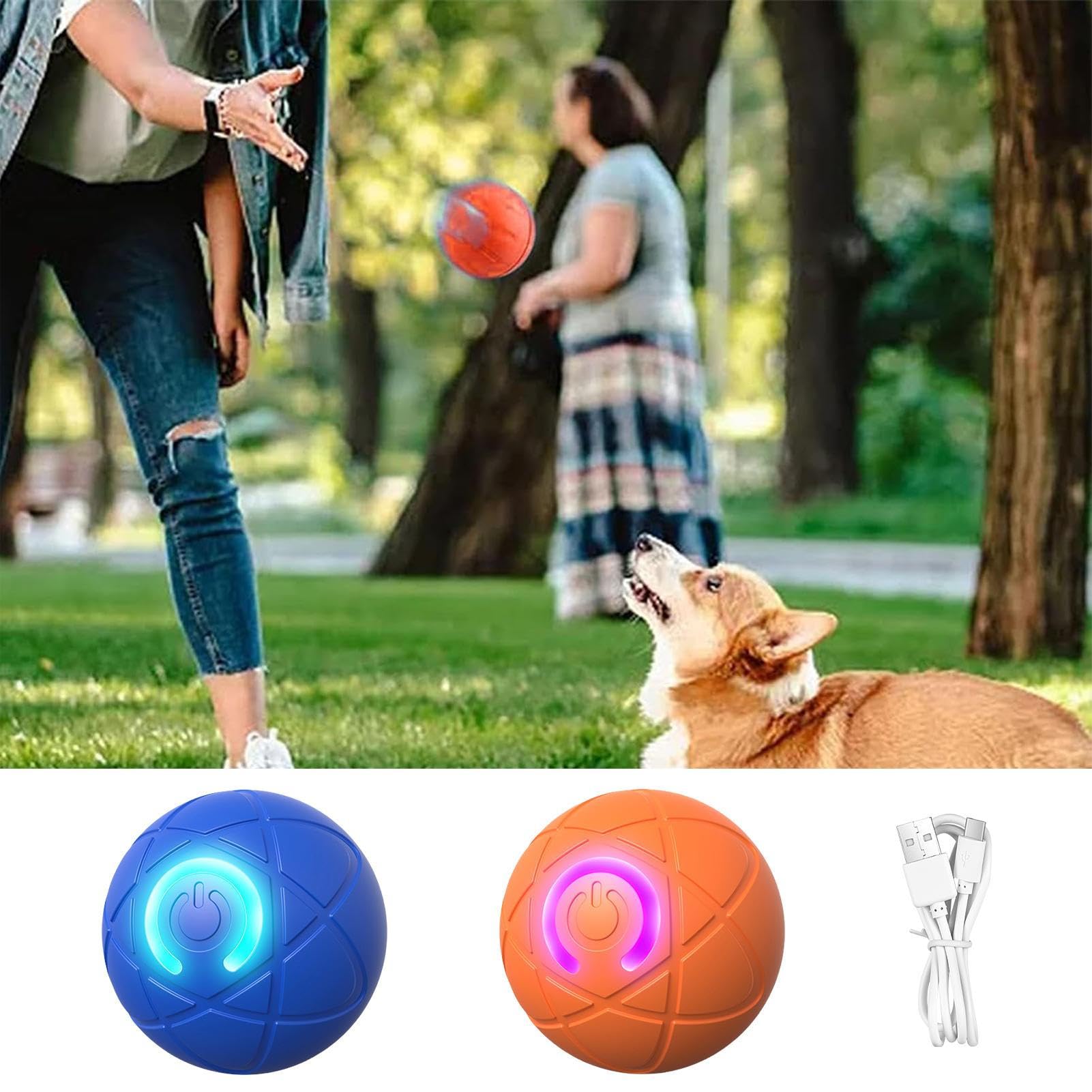 2 Pallina Cane Che Si Muove Da Sola - Ricaricabile Palla Per Cani Elettrica, Giocattolo Interattivo Con Palla Per Cani, Shaky Ball Ricaricabile USB Con Luce LED PerCani Di Piccola/media/grande Taglia