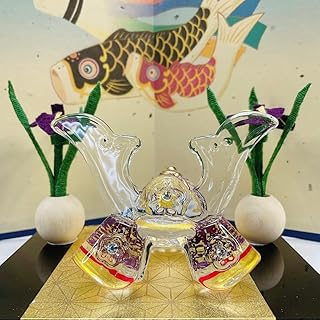五月飾り ガラス製 兜屏 風花菖蒲端午 紫 五月人形 鯉のぼり 子どもの日