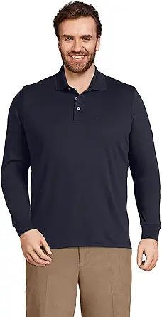 Lands' End mens Long Sleeve Supima Polo Shirt