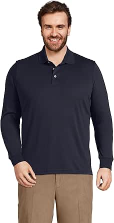 Lands' End mens Long Sleeve Supima Polo Shirt