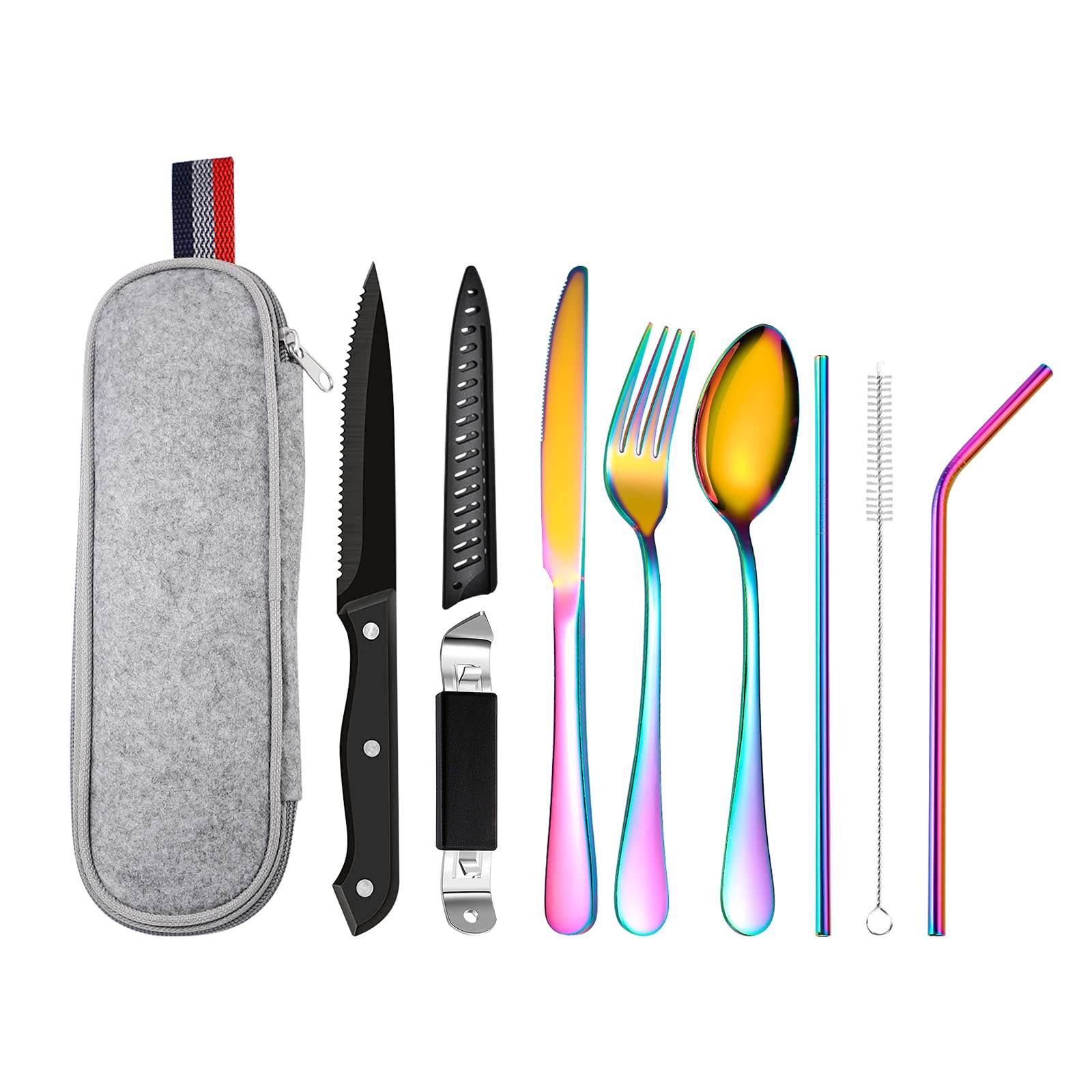 EMAGEREN Couvert Camping En Acier Inoxydable Set De Couverts De Voyage