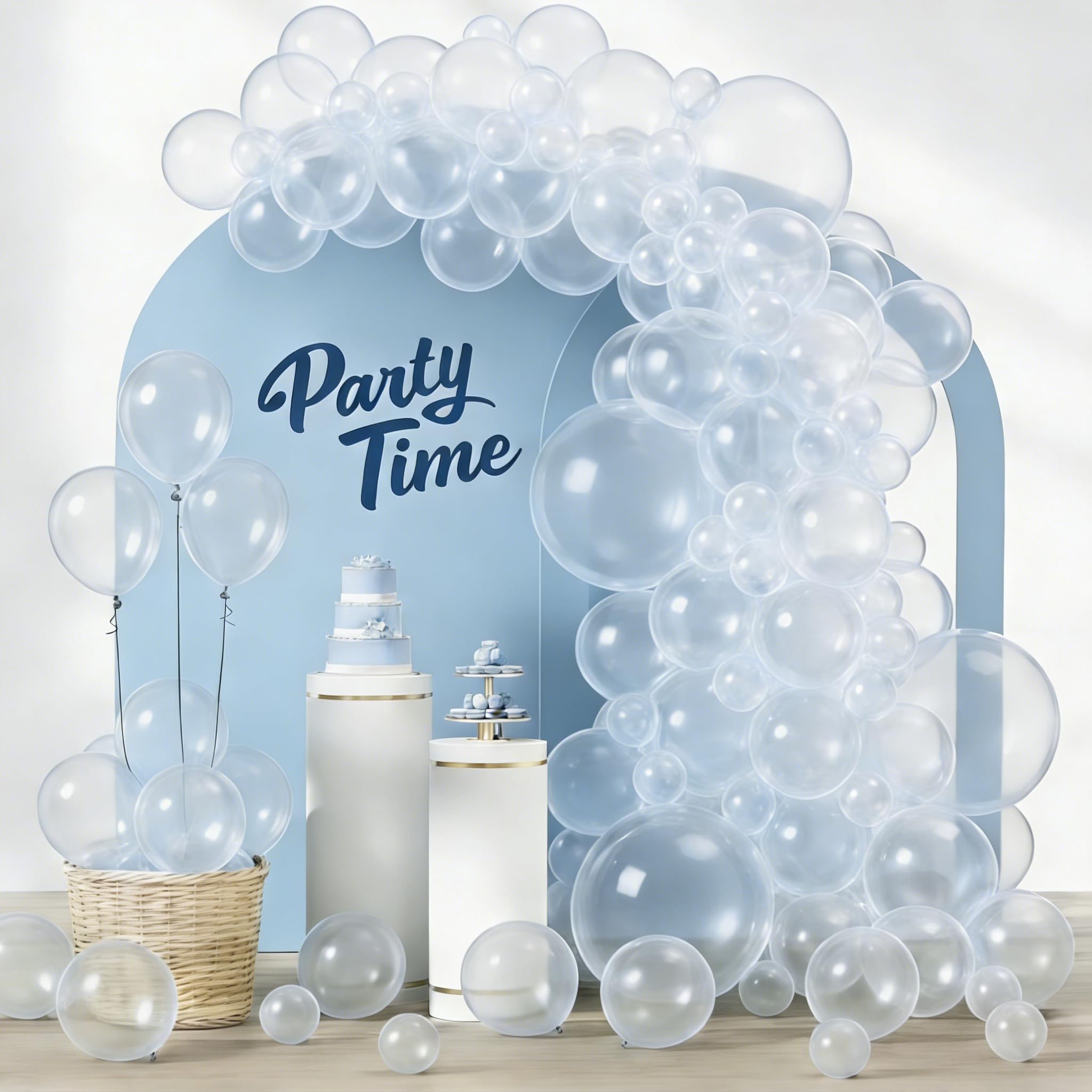 Clear Balloons, 102pcs Transparent Balloon Arch Kit, Latex Balloons, 18 12 10 5 Inch Different Sizes Balloon Garland, Perfect for Wedding, Gender Reveal, DIY Confetti, Birthday & Hen Party Decorations