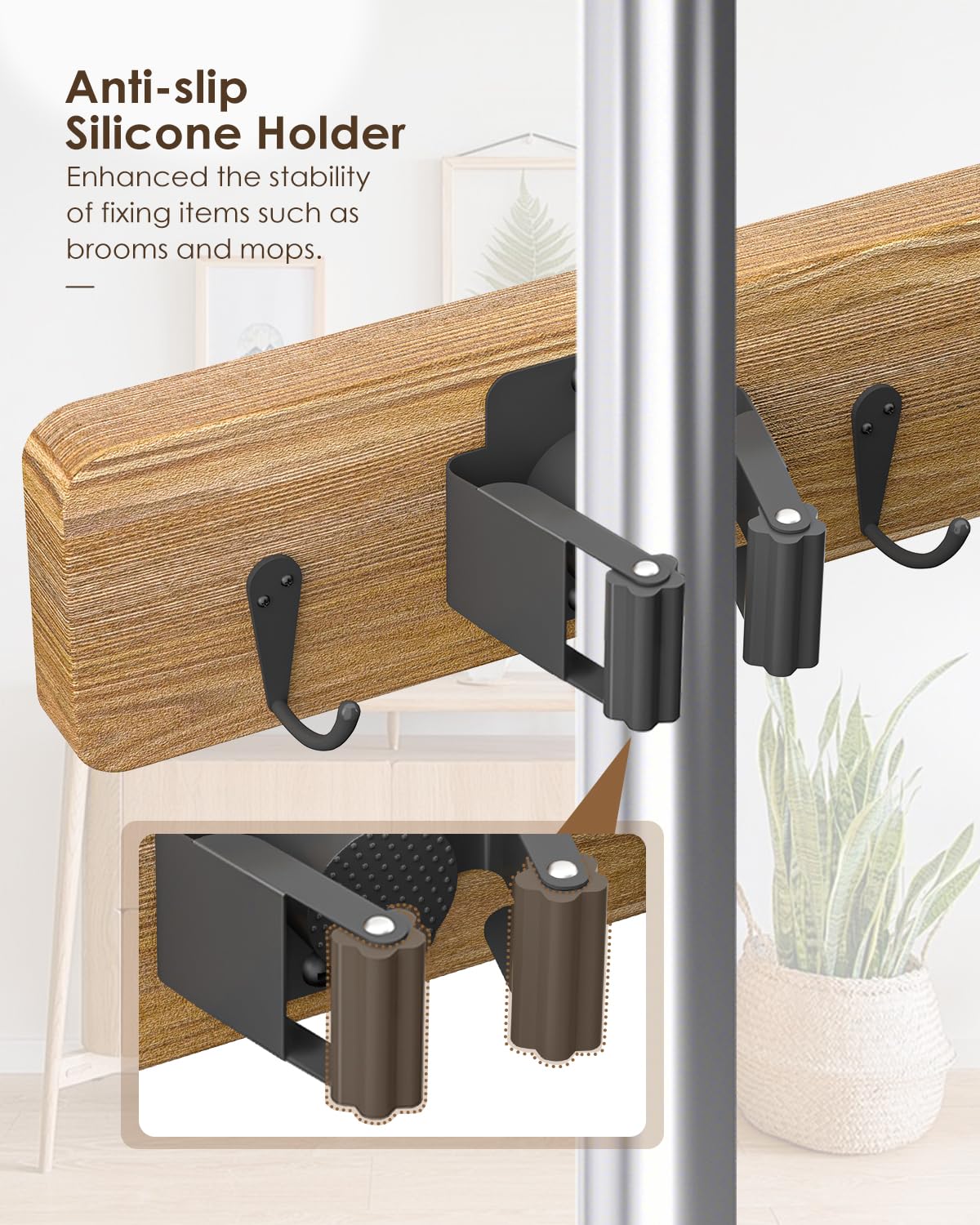 4 Supporti Per Mocio Con Gancio, Porta Scopa E Paletta Da Parete In Acciaio Inox, Fino A 10kg, Per Garage E Cucina