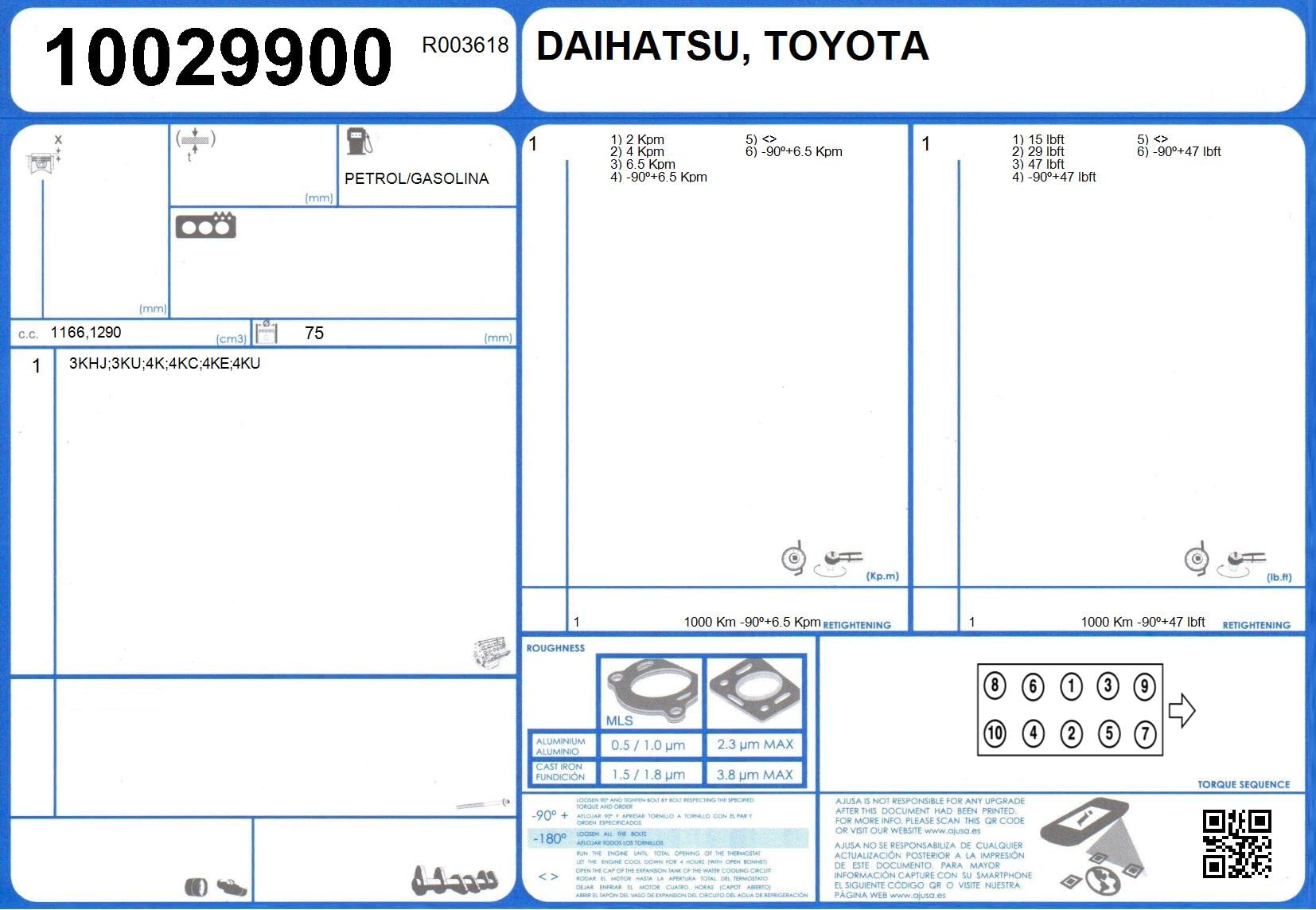 Ajusa 50029400 Jeu complet de joints d'étanchéité, moteur