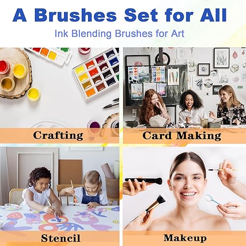 Miniatura 15 de Paquete de 10 pinceles de mezcla de tinta para hacer tarjetas, herramienta de mezcla de tinta, pinceles de licuadora para estampado de plantillas
