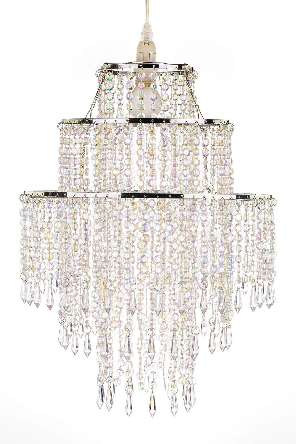 Plafonnier perles de bijoux acrylique lustre suspension chrome