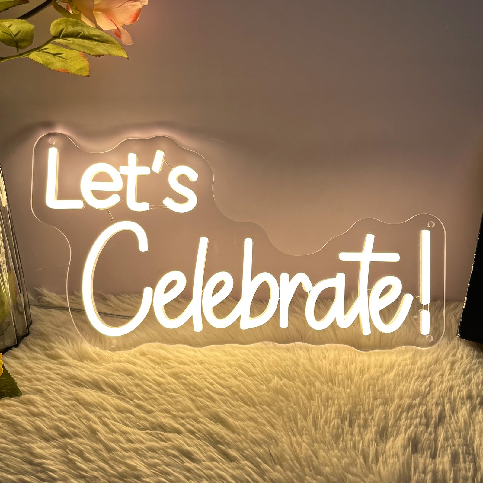 Let' Celebrate Neon Sign for Wall Decor Neon Wedding Sign Art Decoraction for Anniversary USB Powered Three Adjustable Brightness LED signs for Bedroom Home Birthday Party Christmas Festival