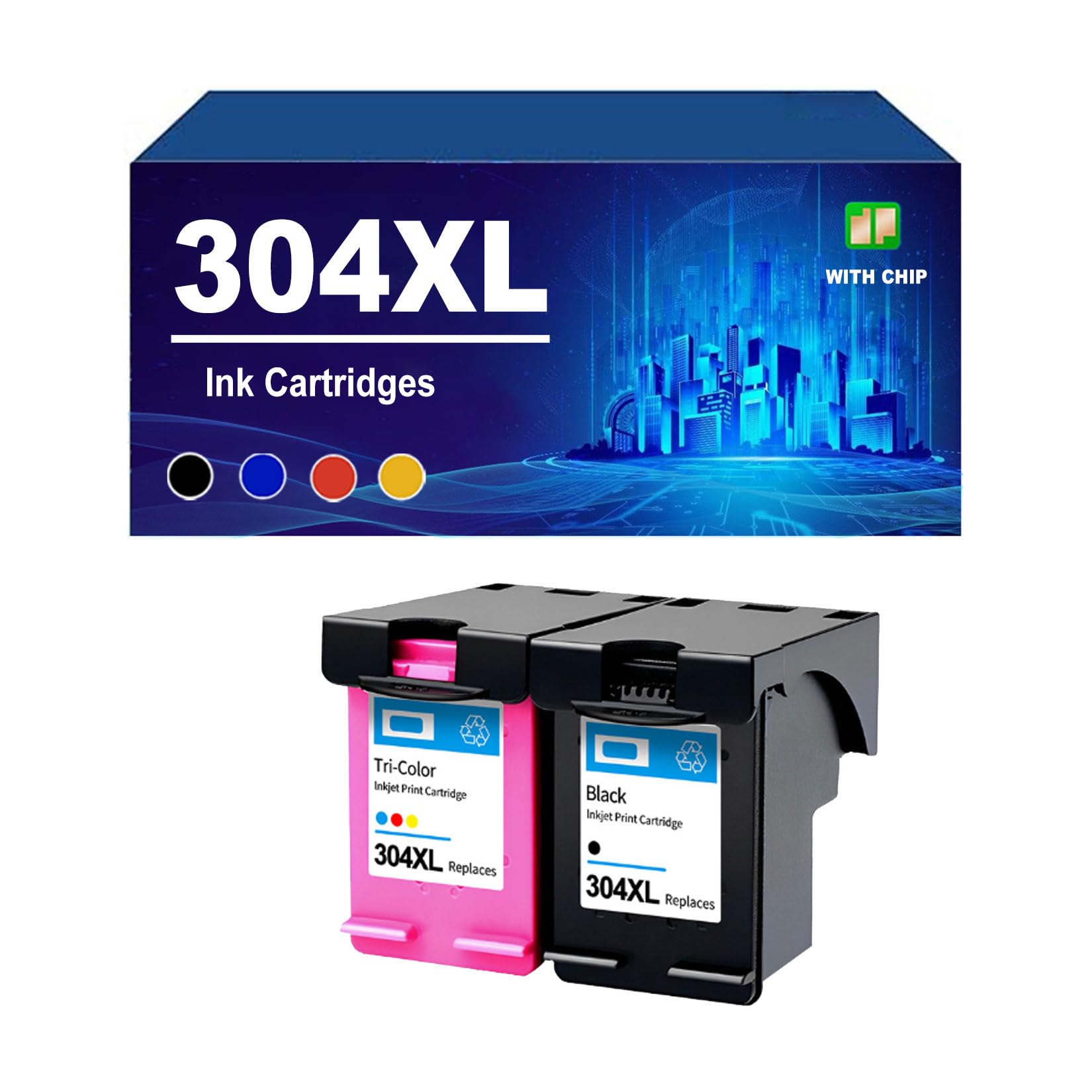 Klxfj 4 Colors 304 Ink Cartridges Compatible For Hp 304 304XL To Use For For Hp 100 120 125 130 3720 3721 3722 3723 3724, High Yield,-1 Set