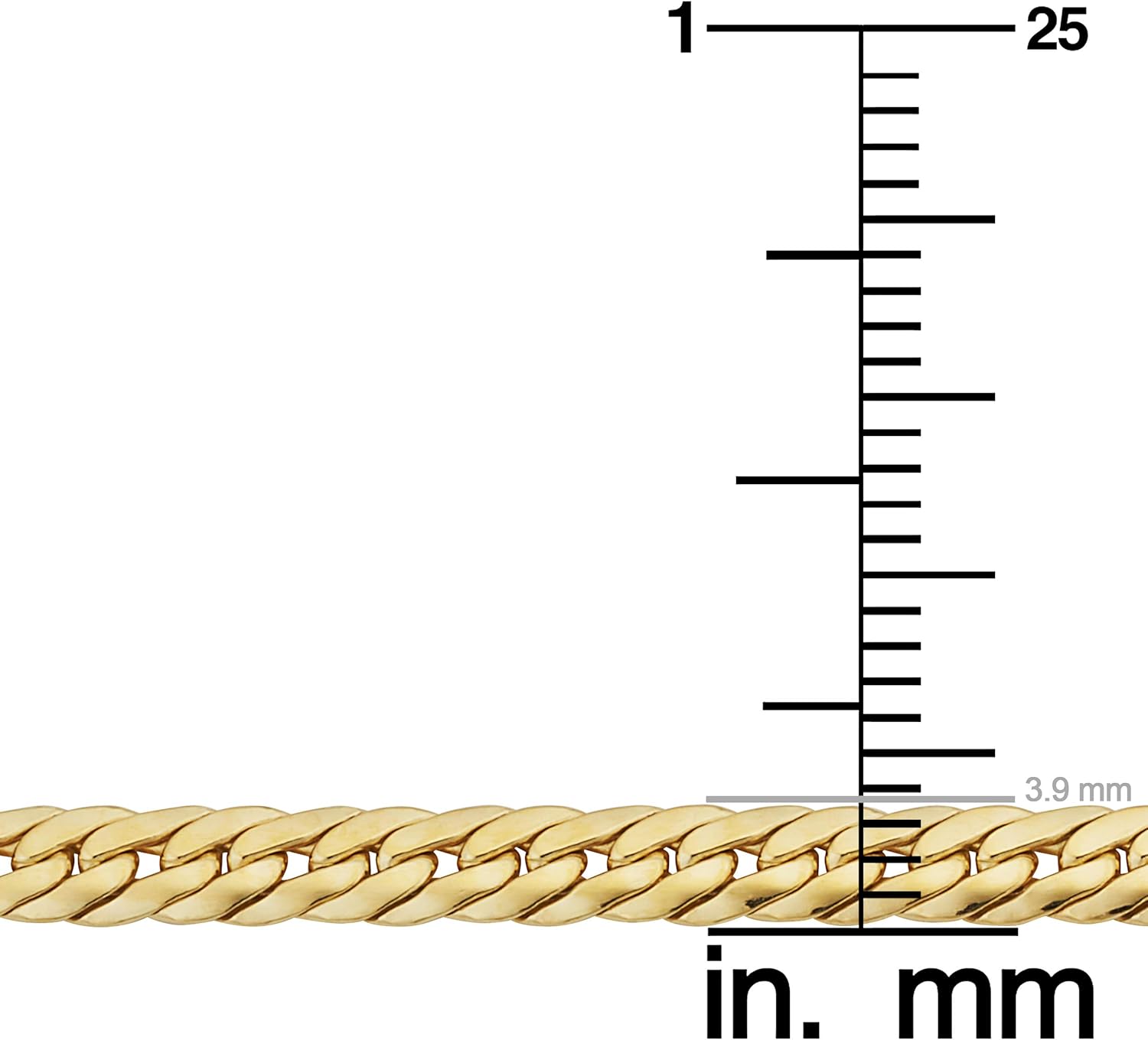 Solid 14k Yellow Gold Filled Bombay Curb Chain Bracelet for Men and Women (3.9 mm, 7.5 inch) - Image 4