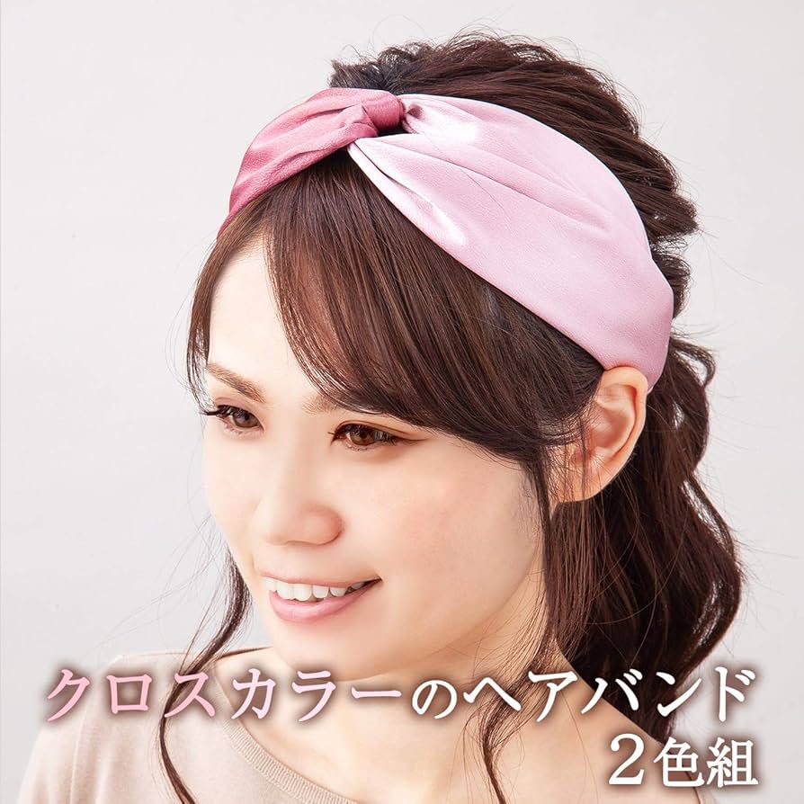 クロスターバンヘアバンド アクアグリーン➕ラベンダー 2色使い クロス