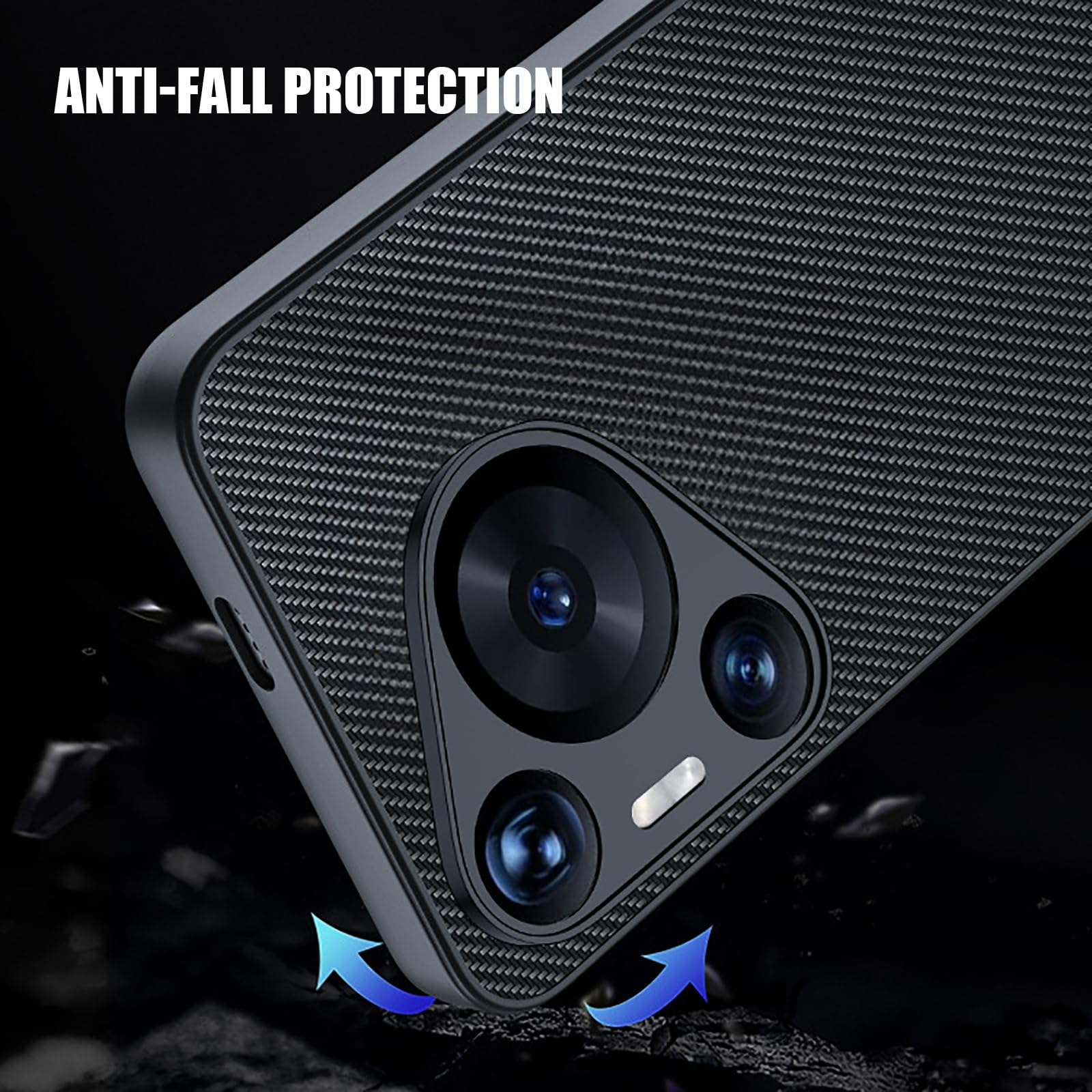 Dünne Hülle für Huawei Pura 90 Pro Max/90 Pro/90, Kohlefaser Muster rutschfeste Schutzhülle Volls Schutz des Objektivs Handyhülle,Schwarz,90 Pro Max
