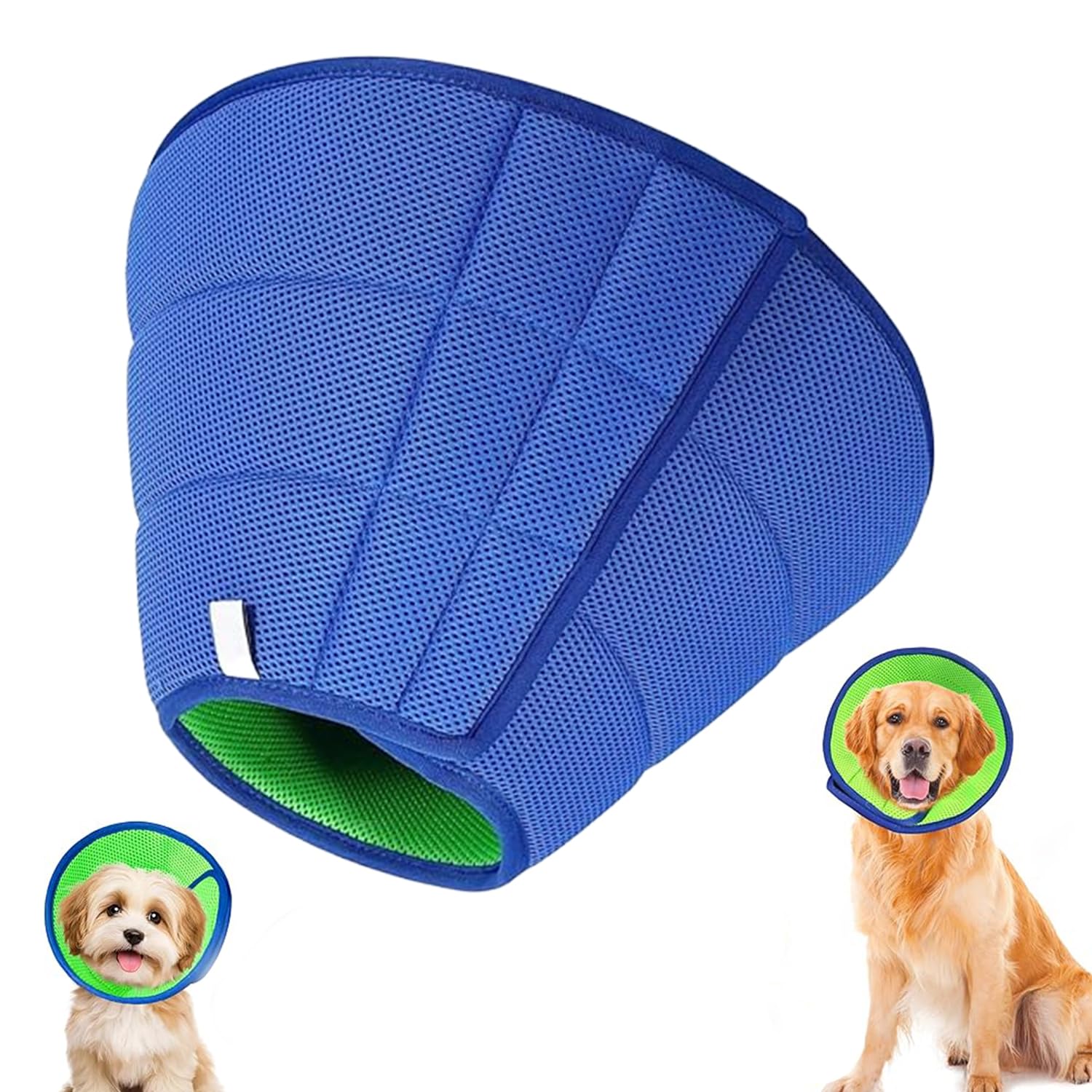 Soft Dog Cone Collar, Adjustable Neck Recovery Collar for Pets, for Dogs After Surgery, Prevent Licking with Dog Bath Brush, for Small Dogs (blue-green, L) — image 1
