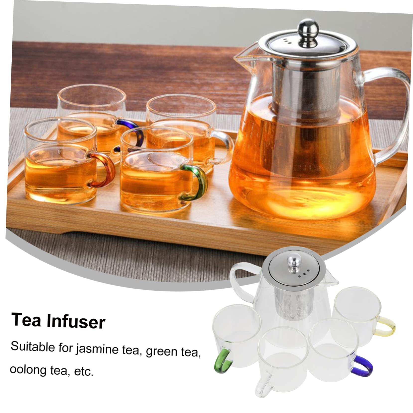 Mikinona Tetera Colador de Resistente al Calor para Hacer Té Incluye Tetera y Tazas para Uso Cocina o Sala de Estar de Vidrio